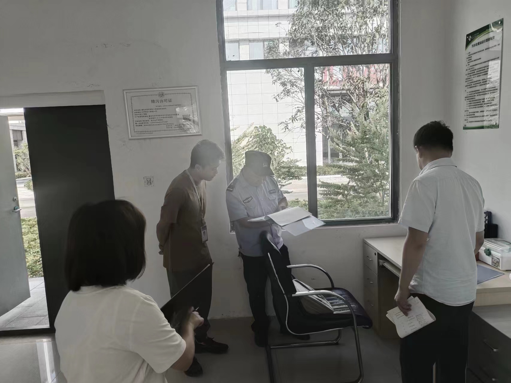 我司沙区人民医院污水运维项目接受安全检查