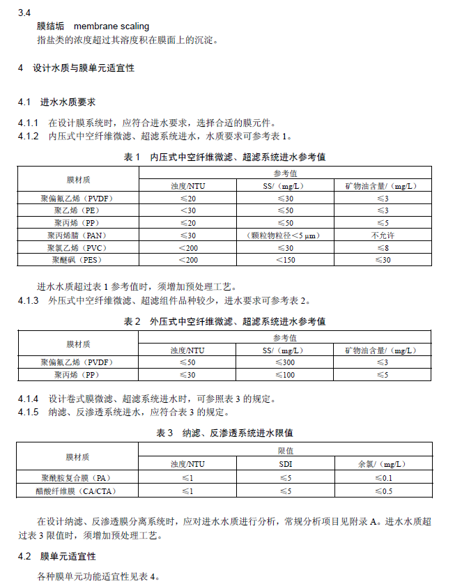 膜分离法污水处理工程技术规范