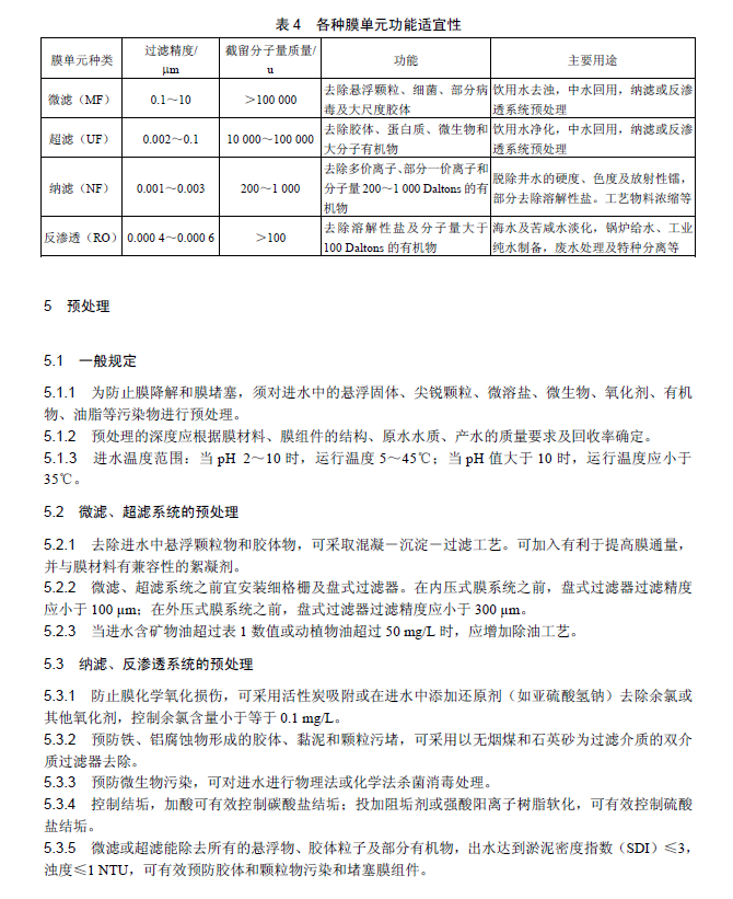 膜分离法污水处理工程技术规范