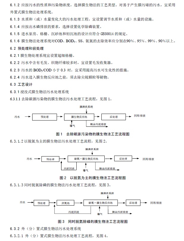 膜生物法污水处理工程技术规范