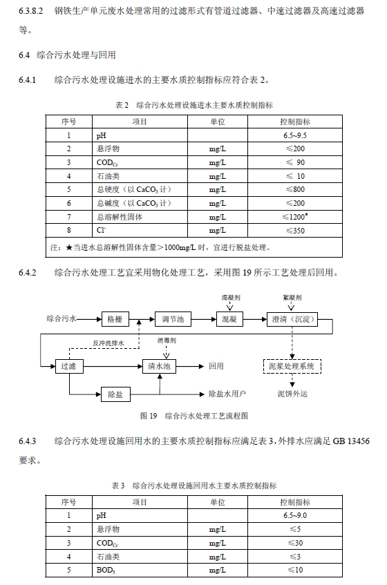 钢铁工业废水治理及回用工程技术规范